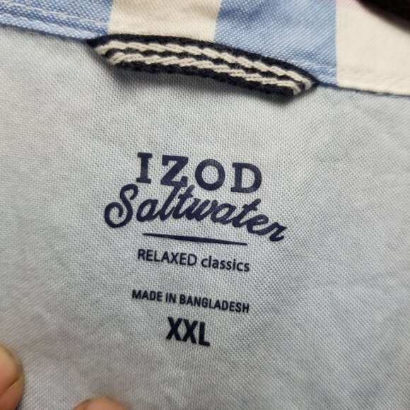 Izod Shirt Mens XXL Blue Plaid Cotton Long Sleeve Button Up Dress - Picture 4 of 12